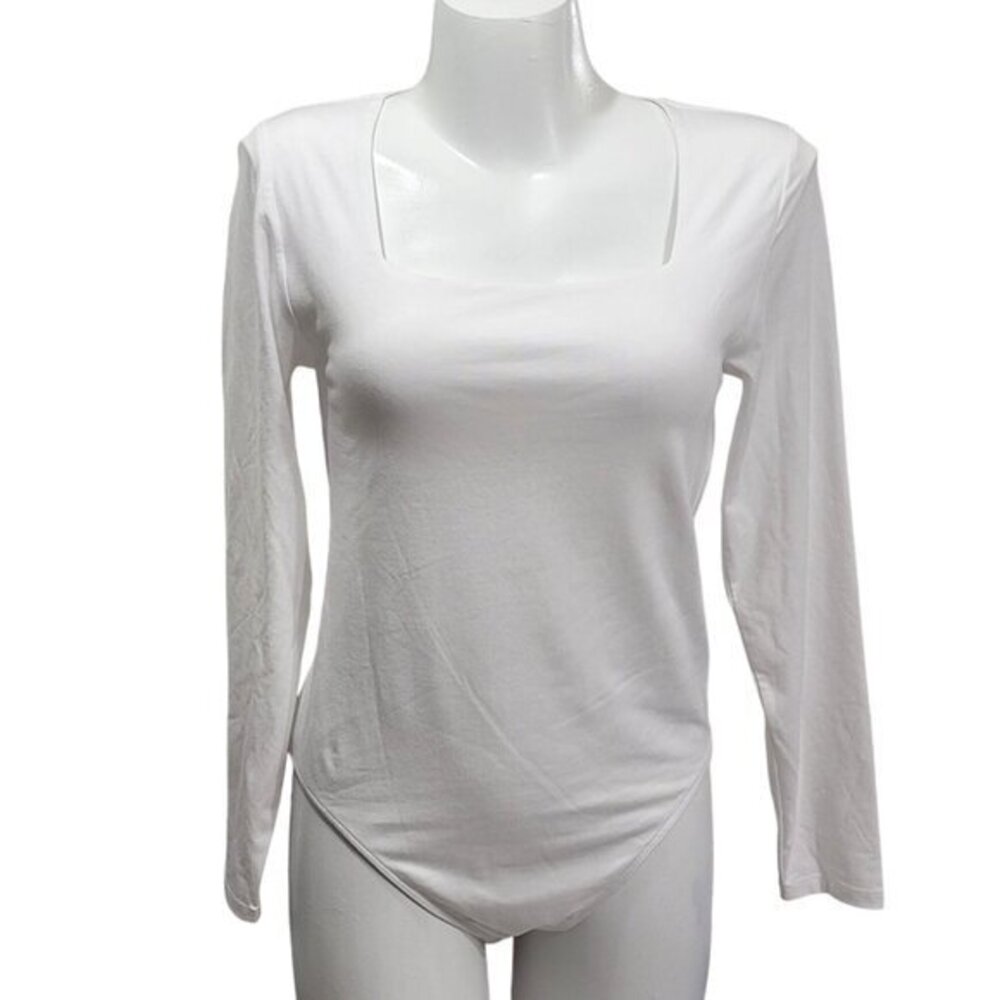 Old Navy Bodysuit Long Sleeve Square Neck L White